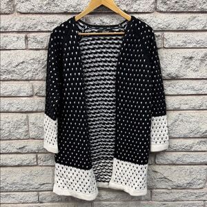Elegant Black and White Knit Cardigan